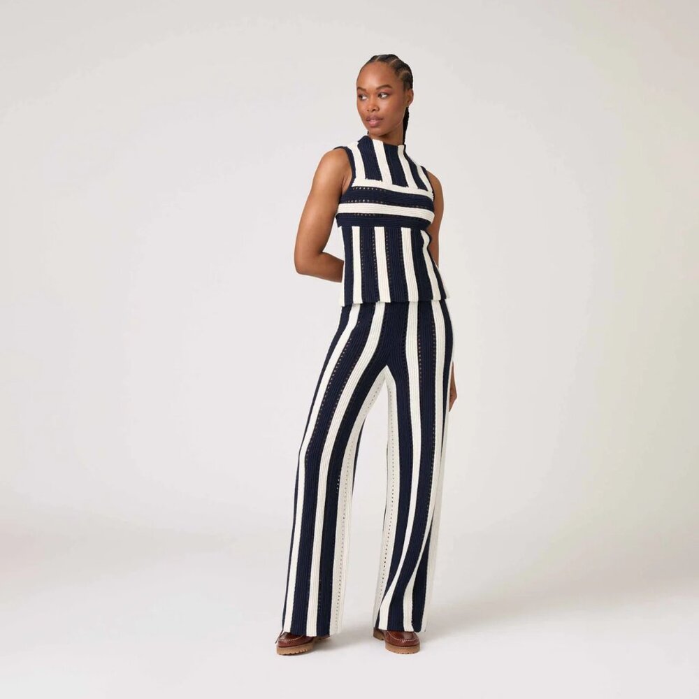 ROWING BLAZERS - Knit Stripe Tank - Navy / White - Sz L - BNWT - Picture 6 of 11